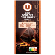 U Chocolat noir 72% de cacao aux écorces d'orange - tablette 100g