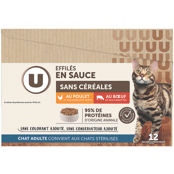 U Effilés en sauce pour chat sans céréales à la viande U 12x85g 1,020KG