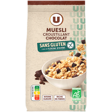 U SANS GLUTEN Müesli croustillant chocolat noir bio U SANS GLUTEN, sachet de 375g