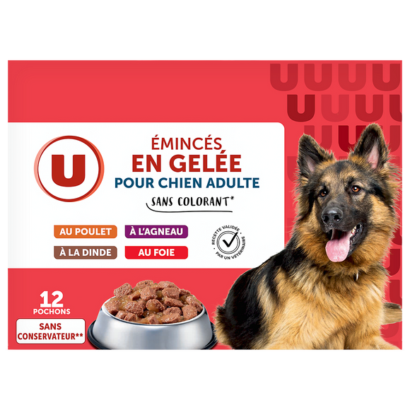 U Sachets fraicheur Emincés en gelée pour chien - x12 1,200kg