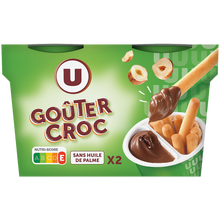 U Goûter croc pâte à tartiner noisettes+gressins, 2x60g, 120g