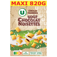 U Céréales fourrées chocolat & noisette U, 820g