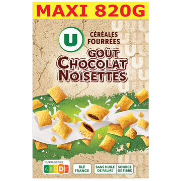 U Céréales fourrées chocolat & noisette U, 820g