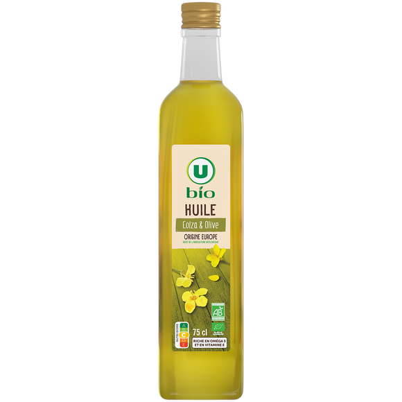 U BIO Huile de colza & d'olive vierge extra -, bouteille 750ml