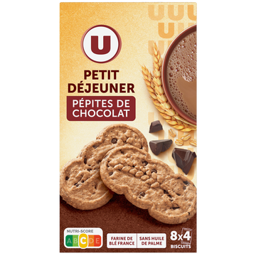 U Biscuits Petit déjeuner au pépites de chocolat paquet de 400g