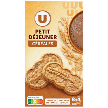 U Biscuits petit dejeuner tout céréales paquet de 400g