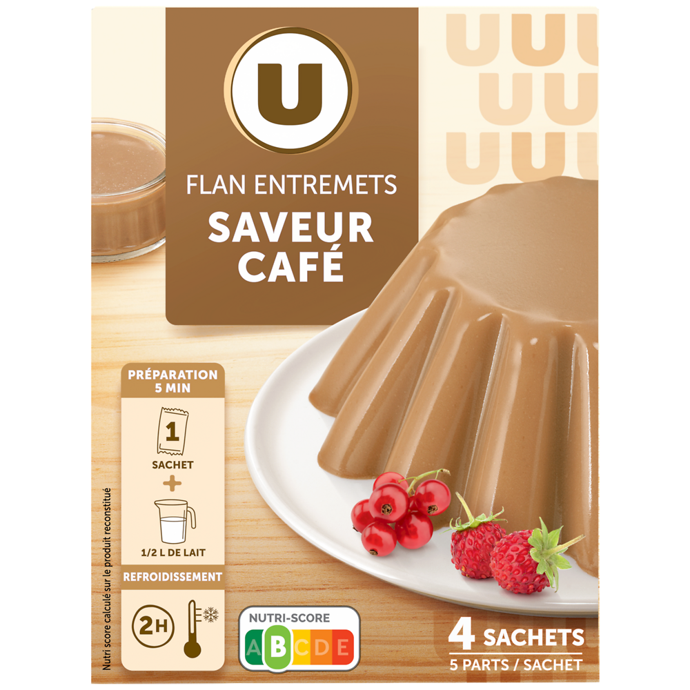 U Les entremets préparation pour flan café  4 doses, 180g