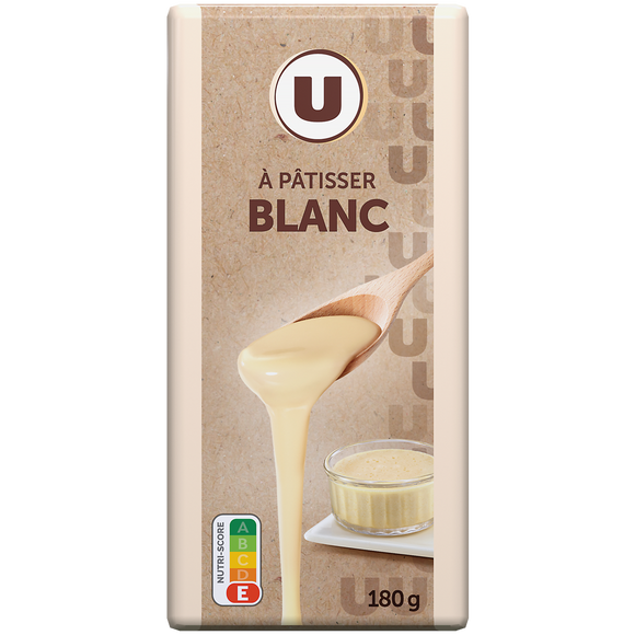 U Chocolat blanc à pâtisser  Tablette de 180g