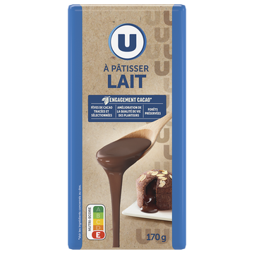 U Chocolat au lait à pâtisser Tablette de 170g