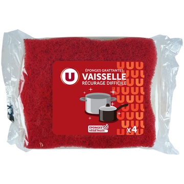 U Éponges grattantes rouges pour récurage difficile  x4
