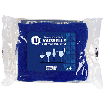 U Éponges grattantes de cuisine surfaces délicates  x4