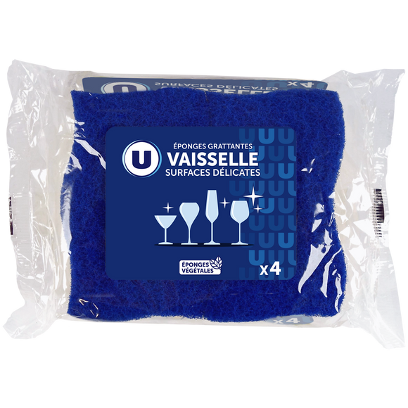 U Éponges grattantes de cuisine surfaces délicates  x4