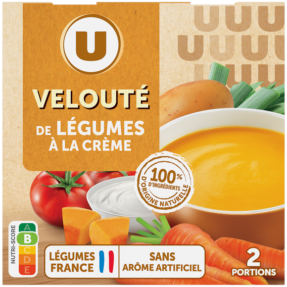 U Soupe Velouté de légumes à la crème 2 briques de 30cl, 620g