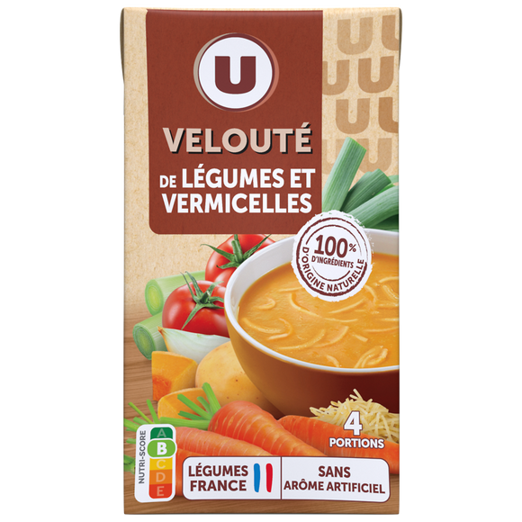 U Soupe Velouté de légumes et vermicelles brique de 1litre