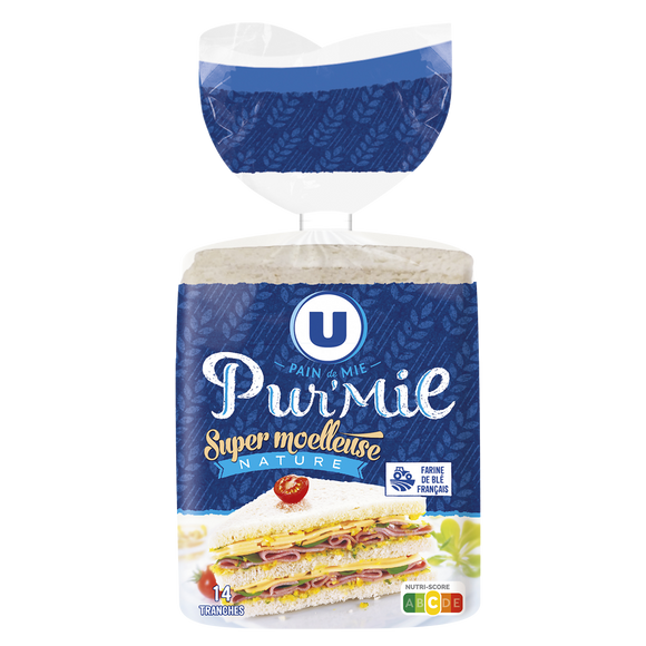 U Pain de mie nature sans croûte en grandes tranches  500g