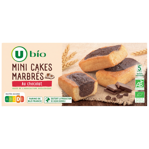 U BIO Cakes marbrés au chocolat bio paquet de 125g