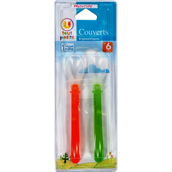 U TOUT PETITS Lot de 2 cuilleres douces avec embout souple
