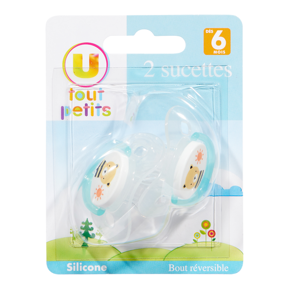 U TOUT PETITS Sucette x2 silicone bout rond t2 (+6 mois)