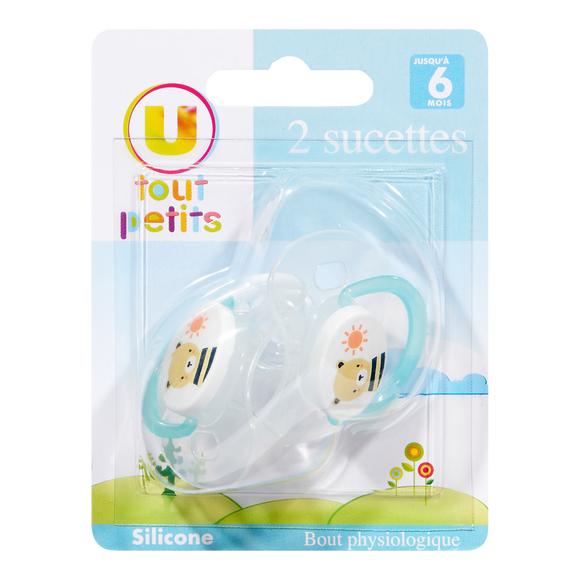 U TOUT PETITS Sucette x2 silicone bout physiologique t1 (+0/6 mois)