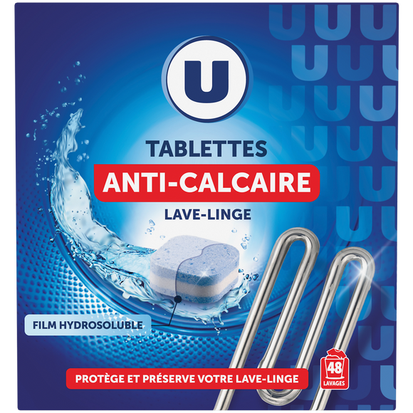U Tablettes compactes anticalcaire pour lave-linge  x48 soit 12g