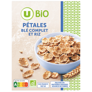 U BIO Pétales de blé complet et riz nature 300g