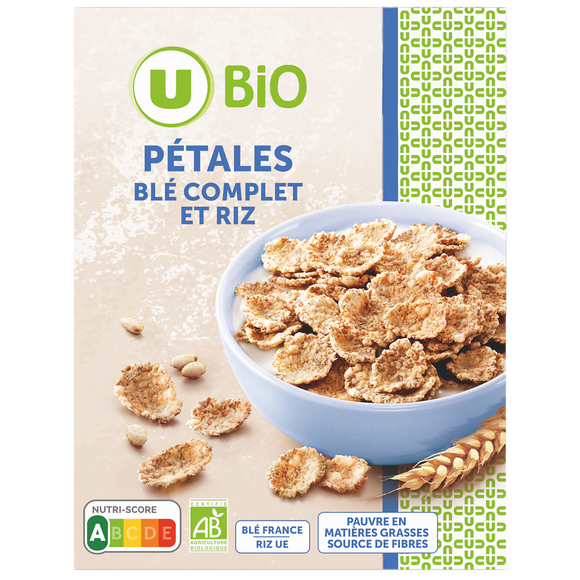 U BIO Pétales de blé complet et riz nature   300g