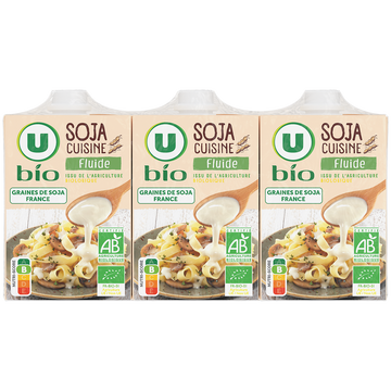 U BIO Soja cuisine fluide  , 3x20cl