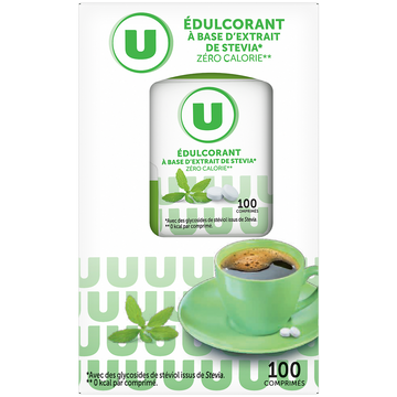 U Edulcorant à base de stevia  briquet de 100 comprimés, 30g
