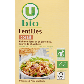 U BIO Lentilles corail, paquet de 500g