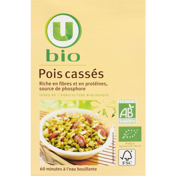 U BIO Pois cassés  boîte de 500g