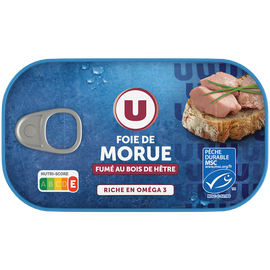 U Foie de morue fumé au feu de bois  121g