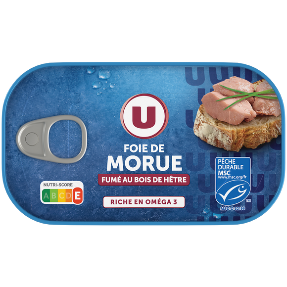 U Foie de morue fumé au feu de bois  121g