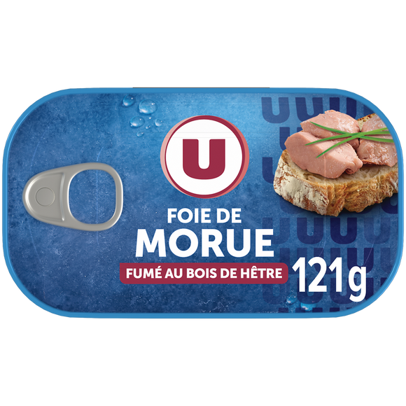 U Foie de morue fumé au feu de bois 121g