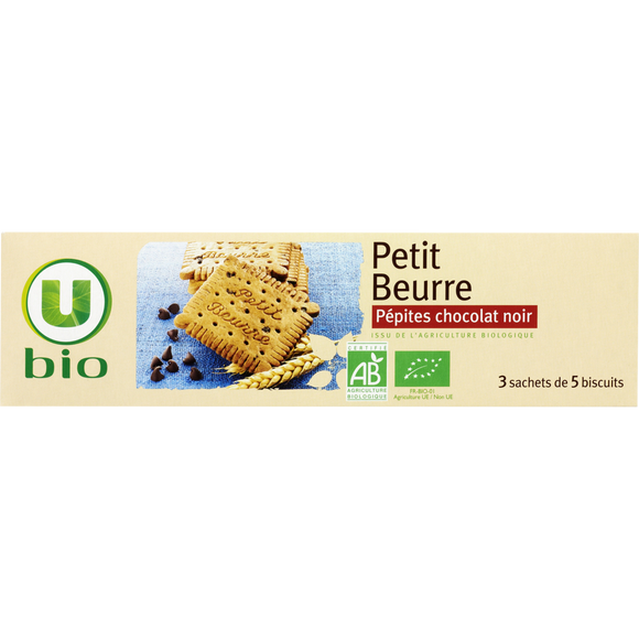U BIO Petit beurre pépites de chocolat bio paquet de 150g
