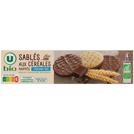 U BIO Biscuits Sablés bio céréales nappés chocolat au lait paquet de 200g