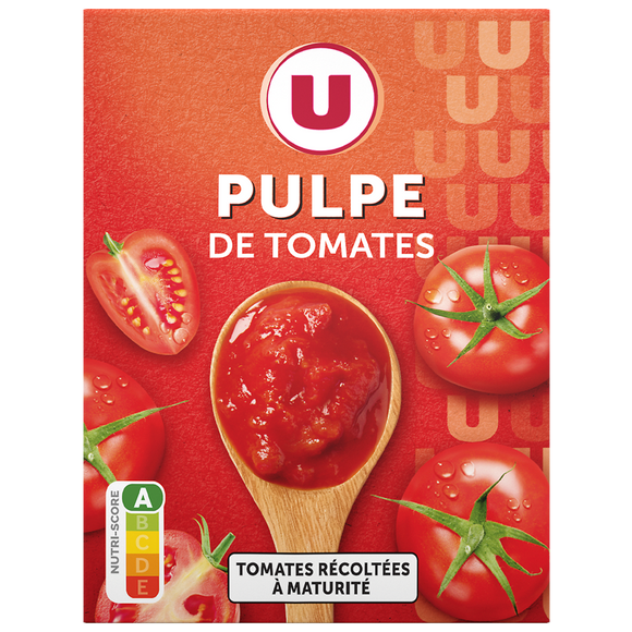U Pulpe de Tomates spécial mijotés finement concassé paquet de 390g