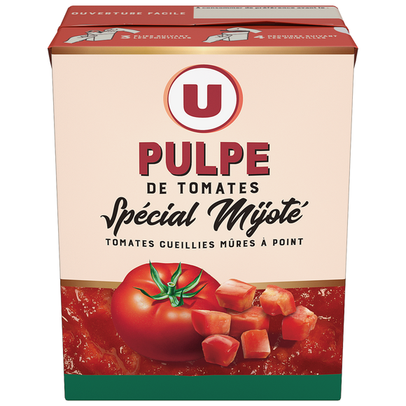 U Pulpe de Tomates spécial mijotés finement concassé  paquet de 390g