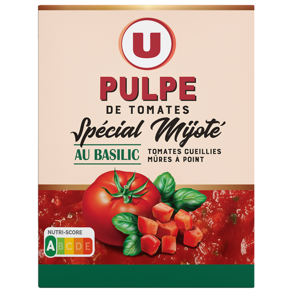 U Pulpe de Tomates spécial mijotés au basilic  paquet de 390g