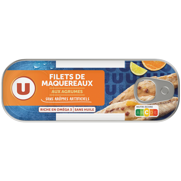 U Filets de maquereaux aux agrumes boîte de 1/4, 169g