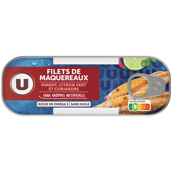 U Filets de maquereaux au piment, citron vert et coriandre 169g