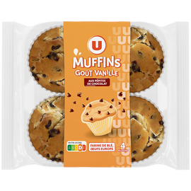 U Muffins au goût vanille et aux pépites chocolat, x4 300g