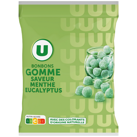 U Bonbons saveur à la menthe et eucalyptus, - sachet de 300g