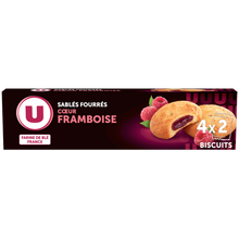 U Biscuits Sablés fourrés coeur framboise, 100g