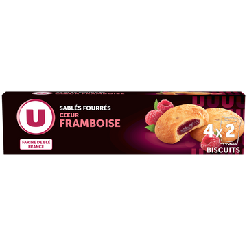 U Biscuits Sablés fourrés coeur framboise, 100g