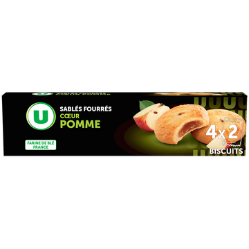 U Biscuits Sablés fourrés coeur pomme, 100g