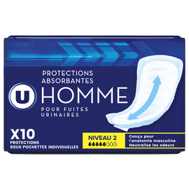 U Protections anatomiques incontinence pour homme niveau 2, x10