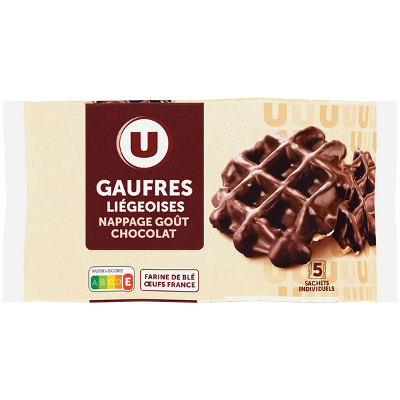 U Gaufres liégeoises nappage goût chocolat 320g