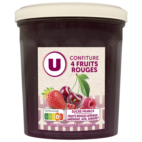 U Confiture extra 4 fruits  pot de 370g