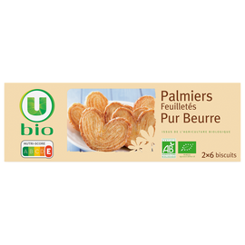U BIO Palmiers pur beurre   paquet de 100g