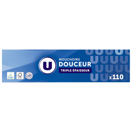 U Mouchoirs blanc 3 plis  Boite de 110 mouchoirs
